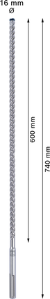 EXPERT SDS max五坑8系电锤钻头16 x 600 x 740毫米 Bosch EXPERT SDS max-8X 16 x 600 x 740 毫米锤钻头。