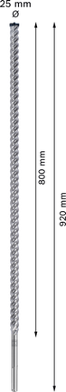 EXPERT SDS max五坑8系电锤钻头25 x 800 x 920毫米 BoschEXPERT SDS max-8X 锤钻头 25x800x920 毫米